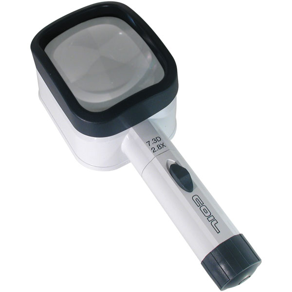 2.8X COIL Raylite Illuminated Magnifier - 4 x 3 Inch Lens Hand Held,Stand Magnifier - Click Image to Close